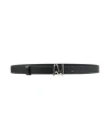 Msgm Woman Belt Black Size 26 Calfskin, Cow Leather In Black
