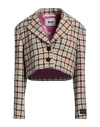Msgm Single-breasted Tweed Cropped Blazer In Beige