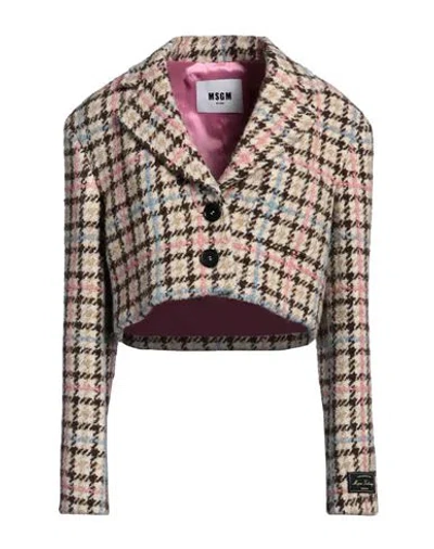 MSGM MSGM WOMAN BLAZER BEIGE SIZE 6 ACRYLIC, POLYESTER, WOOL, ALPACA WOOL