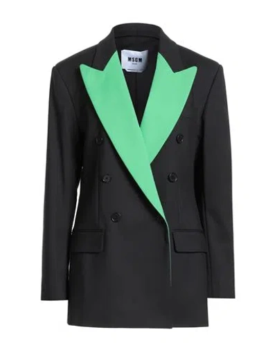 Msgm Woman Blazer Black Size 10 Cotton, Polyamide, Elastane