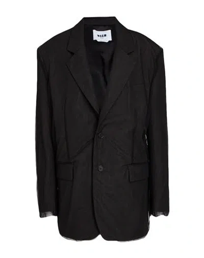 Msgm Woman Blazer Black Size 10 Polyester, Polyamide