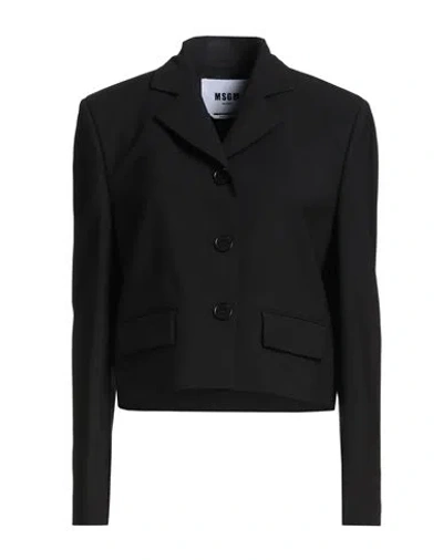 Msgm Woman Blazer Black Size 10 Virgin Wool, Elastane