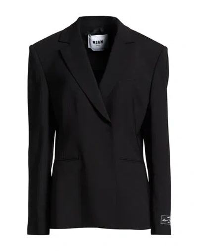 Msgm Woman Blazer Black Size 10 Virgin Wool, Elastane