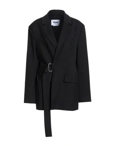 Msgm Woman Blazer Black Size 10 Viscose, Virgin Wool, Elastane