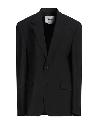 Msgm Woman Blazer Black Size 12 Virgin Wool, Elastane