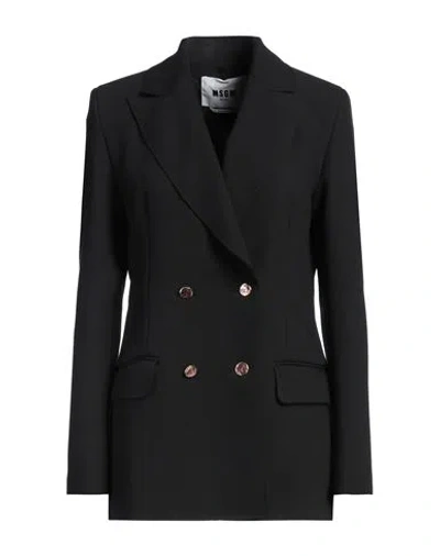 Msgm Woman Blazer Black Size 4 Polyester, Viscose, Elastane