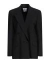 Msgm Double-breasted Peak-lapels Blazer In Black