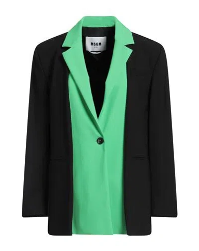 Msgm Woman Blazer Black Size 4 Virgin Wool, Elastane In Black