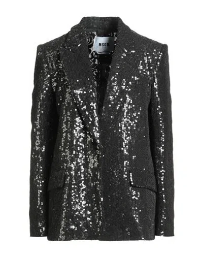 Msgm Woman Blazer Black Size 6 Cotton, Polyamide, Polyester
