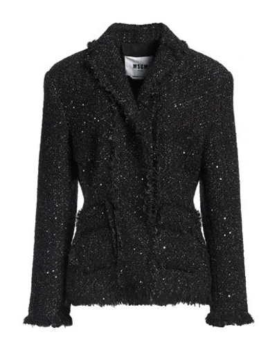 MSGM MSGM WOMAN BLAZER BLACK SIZE 6 POLYESTER, COTTON, ACRYLIC, WOOL, POLYAMIDE