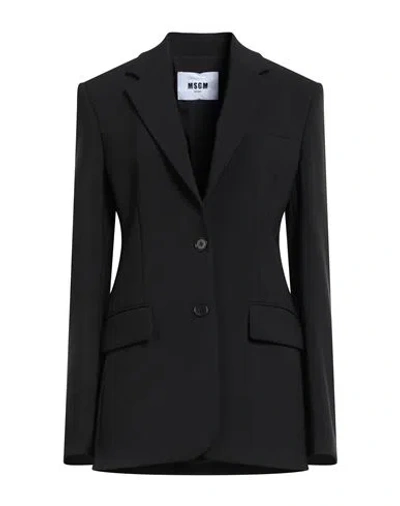 Msgm Woman Blazer Black Size 6 Polyester, Elastane