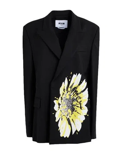 Msgm Woman Blazer Black Size 6 Polyester, Wool, Elastane