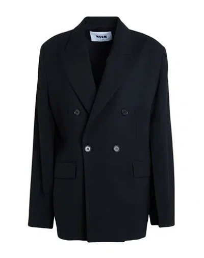 Msgm Woman Blazer Black Size 6 Virgin Wool, Elastane