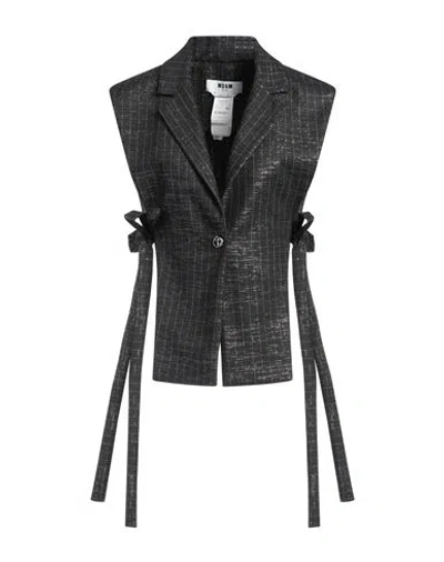 Msgm Woman Blazer Black Size 6 Wool, Viscose, Elastane