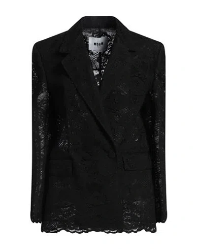 Msgm Woman Blazer Black Size 8 Polyamide, Cotton