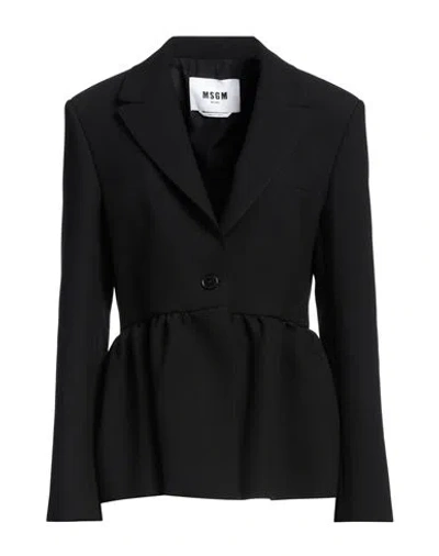 Msgm Woman Blazer Black Size 8 Polyester, Viscose, Elastane