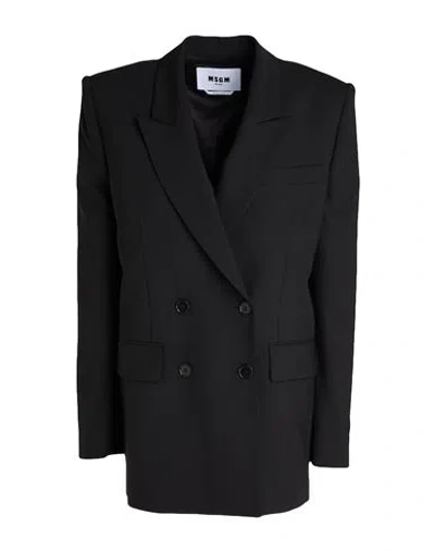 Msgm Woman Blazer Black Size 8 Virgin Wool, Elastane