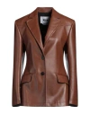 Msgm Woman Blazer Brown Size 8 Polyester, Elastane