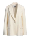 Msgm Woman Blazer Cream Size 8 Virgin Wool, Elastane In White