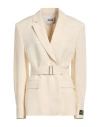 Msgm Woman Blazer Cream Size 8 Viscose, Polyester, Elastane In White