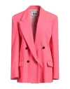 Msgm Woman Blazer Fuchsia Size 4 Polyester, Polyamide, Acrylic, Cotton In Pink