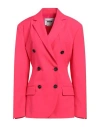 Msgm Woman Blazer Fuchsia Size 4 Polyester, Virgin Wool In Pink