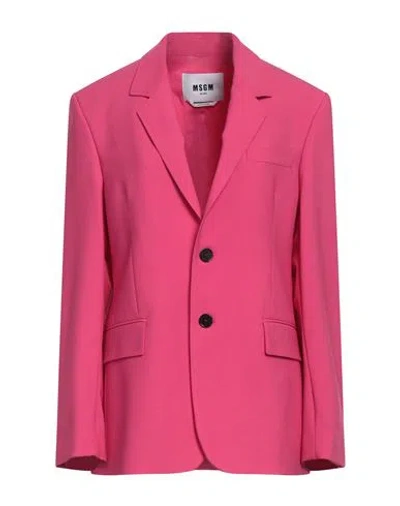 Msgm Woman Blazer Fuchsia Size 4 Virgin Wool, Elastane In Pink
