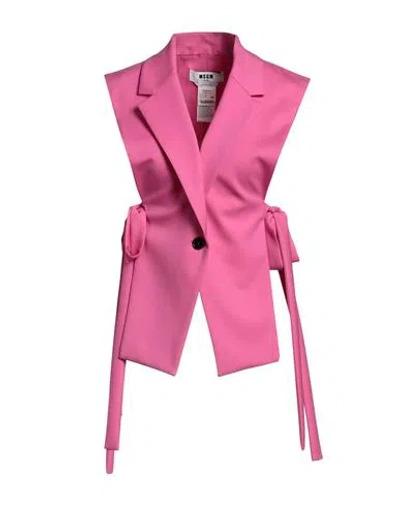 Msgm Woman Blazer Fuchsia Size 4 Wool, Elastane In Pink