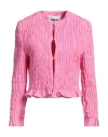 Msgm Woman Blazer Fuchsia Size 6 Cotton In Pink