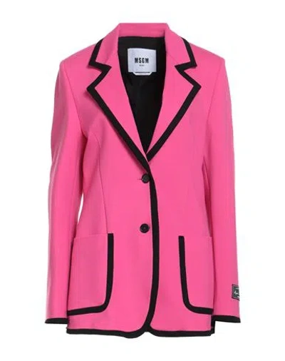 Msgm Woman Blazer Fuchsia Size 8 Viscose, Polyamide, Elastane In Pink