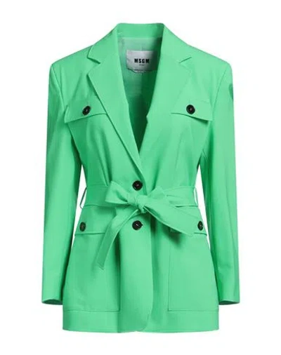MSGM MSGM WOMAN BLAZER GREEN SIZE 10 VIRGIN WOOL, ELASTANE
