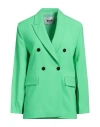 Msgm Woman Blazer Green Size 2 Virgin Wool, Elastane