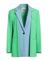 Msgm Woman Blazer Green Size 4 Virgin Wool, Elastane