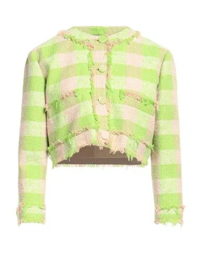 Msgm Woman Blazer Green Size 6 Cotton, Polyamide, Elastane