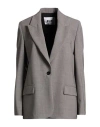 Msgm Woman Blazer Grey Size 6 Virgin Wool, Elastane In Gray
