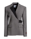 Msgm Woman Blazer Grey Size 6 Virgin Wool, Elastane In Gray