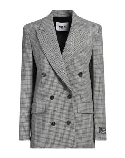 Msgm Woman Blazer Grey Size 6 Wool