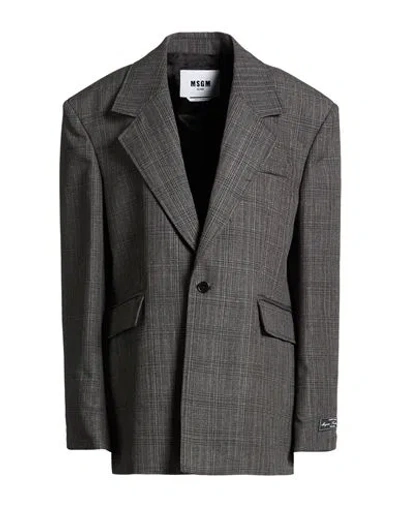 Msgm Woman Blazer Grey Size 8 Virgin Wool In Gray