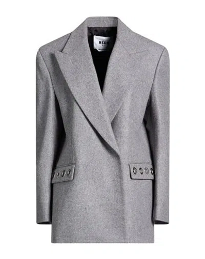 Msgm Woman Blazer Grey Size 8 Virgin Wool In Gray
