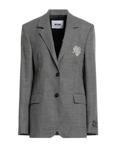 Msgm Woman Blazer Grey Size 8 Wool