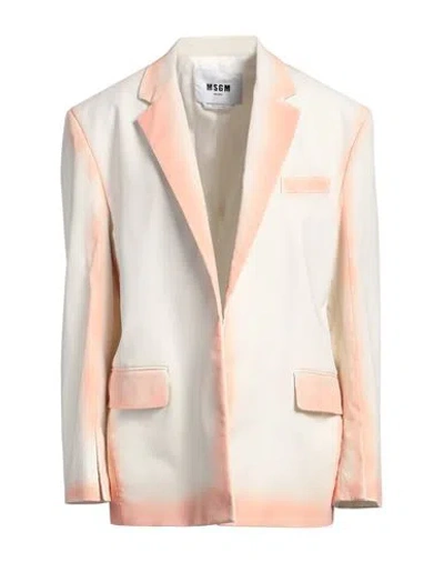 Msgm Woman Blazer Ivory Size 10 Cotton, Elastane In White