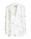 Msgm Woman Blazer Ivory Size 4 Polyester, Pvc - Polyvinyl Chloride, Viscose In White