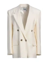 Msgm Woman Blazer Ivory Size 10 Virgin Wool, Elastane In White