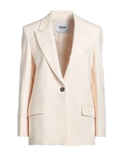 Msgm Woman Blazer Ivory Size 6 Viscose, Polyethylene, Elastane In White