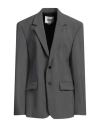 Msgm Woman Blazer Lead Size 12 Virgin Wool, Elastane In Gray