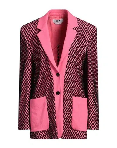 Msgm Woman Blazer Magenta Size 4 Viscose, Polyester, Elastane In Pink