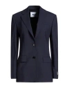 Msgm Woman Blazer Midnight Blue Size 8 Viscose, Polyester, Elastane In Blue