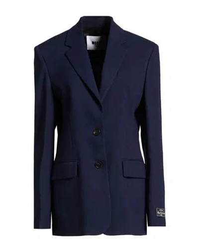 Msgm Woman Blazer Midnight Blue Size 8 Viscose, Polyester, Elastane