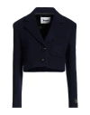 Msgm Woman Blazer Navy Size 4 Virgin Wool, Polyamide In Navy Blue