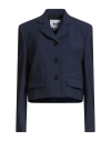 Msgm Woman Blazer Navy Size 6 Virgin Wool, Elastane In Blue